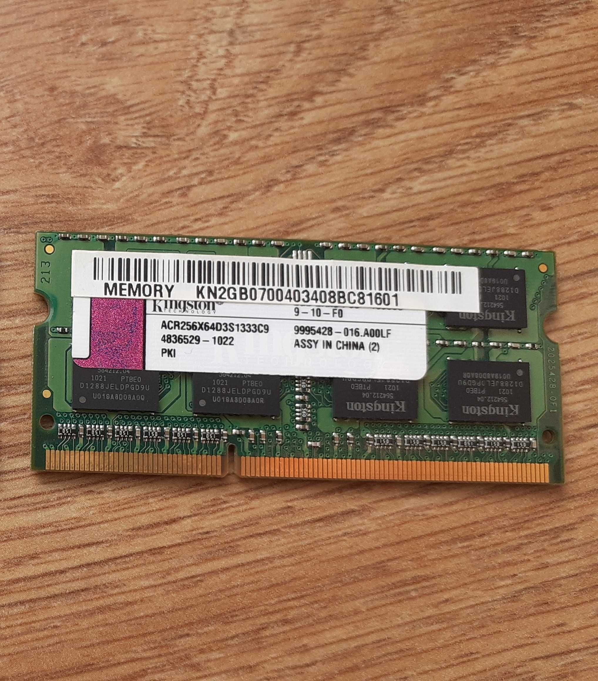 Pamięć RAM 2GB DDR3 Kingston ACR256X64D3S1333C9 PC3-10600 CL9