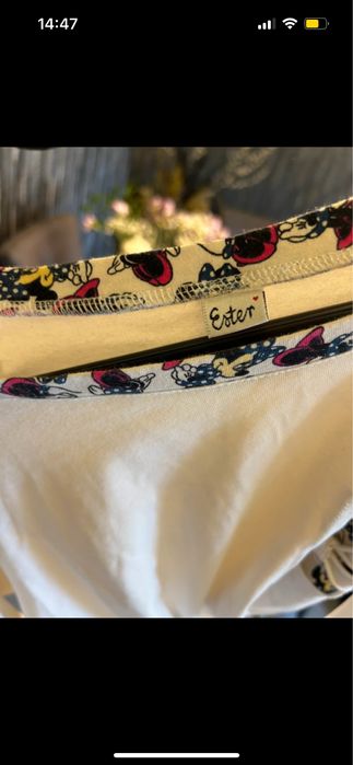 Biała bluzka tunika z długim rękawem Myszka Miki Minie