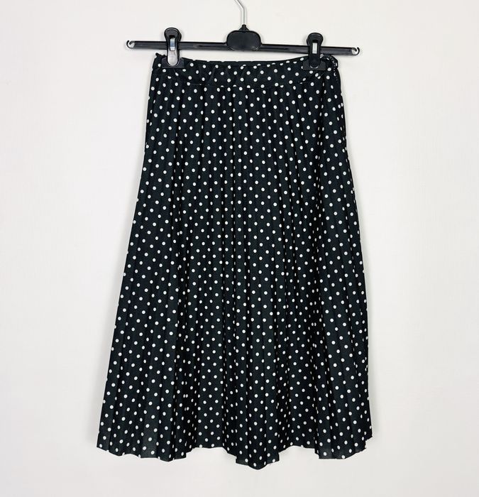 Czarna plisowana spódnica w grochy midi XS 34