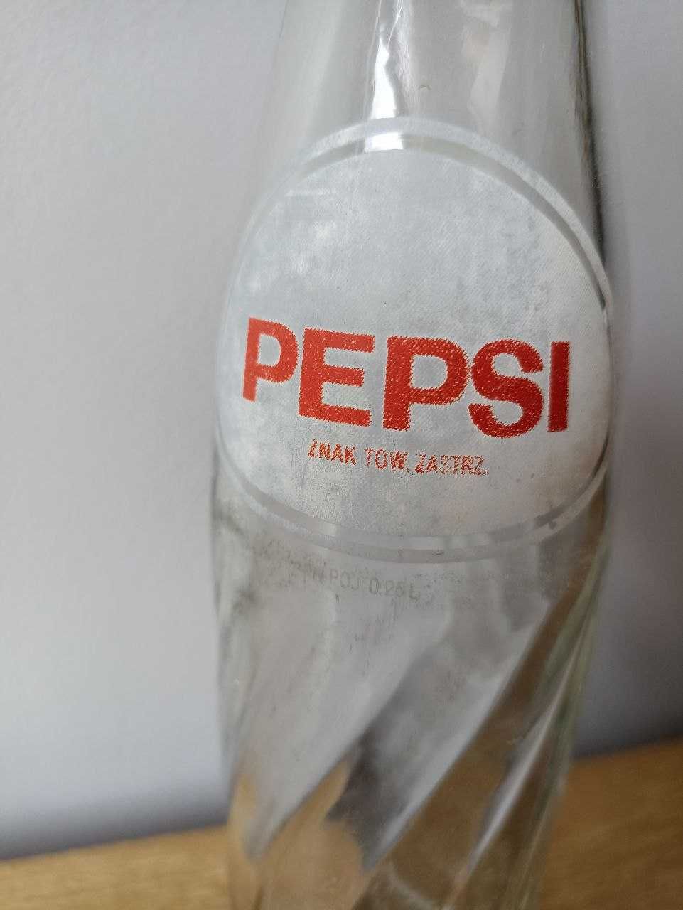 Butelka Pepsi Cola vintage design dekoracja PRL lata 70 szkło 0.25l