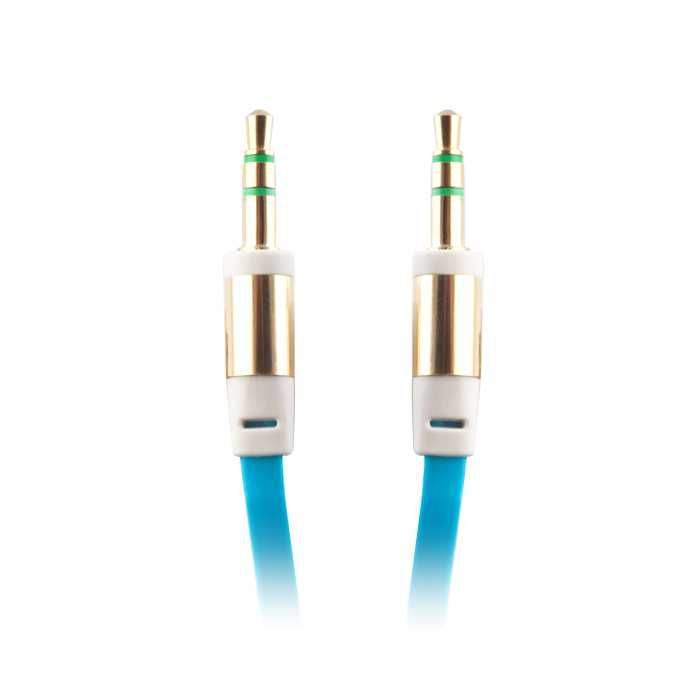 Kabel audio jack 3,5mm - jack 3,5mm 1,0 m niebieski, woreczek