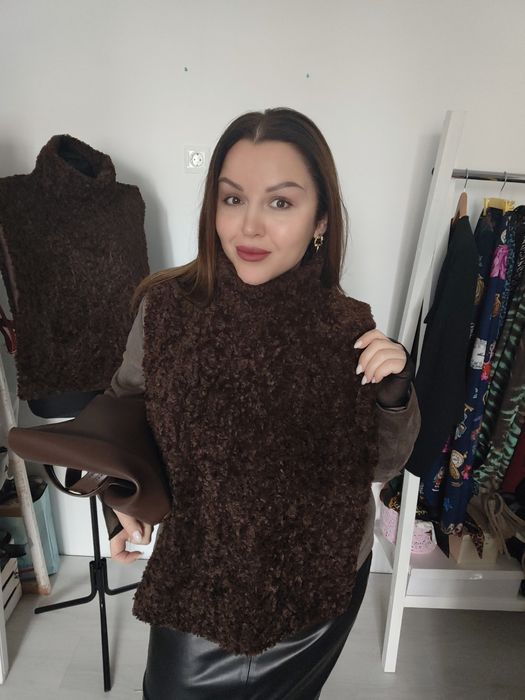 Еко хутро манішка шоколадний відтінок  баранчик