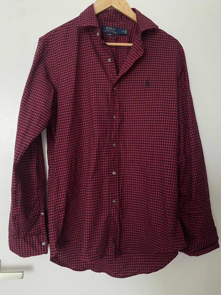 Koszula męska Ralph Lauren w kratę nowa slim fit M czerwona czarna