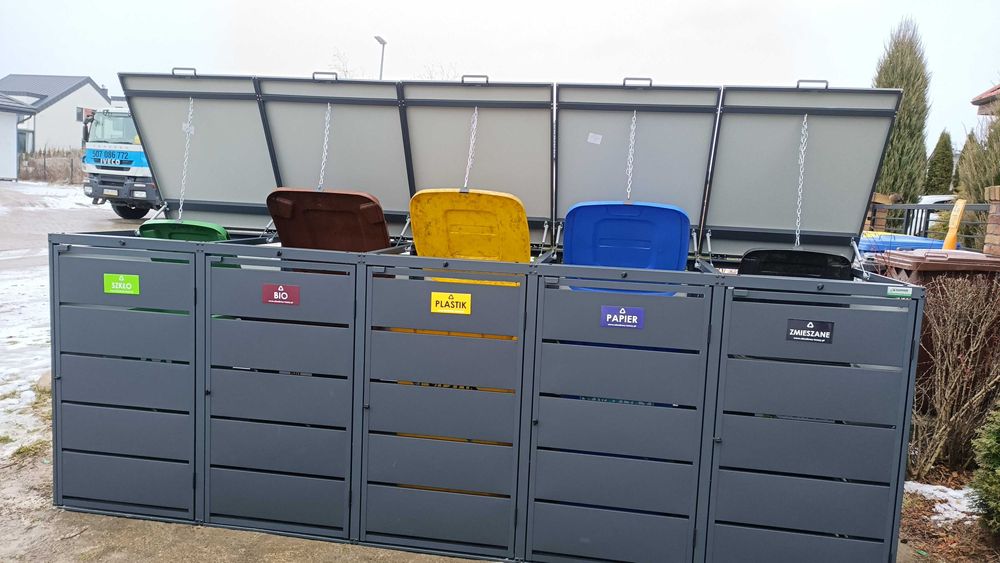 Zabudowa Koszy Na Śmieci Domek Osłona Ogrodowa Maskownica Wiata