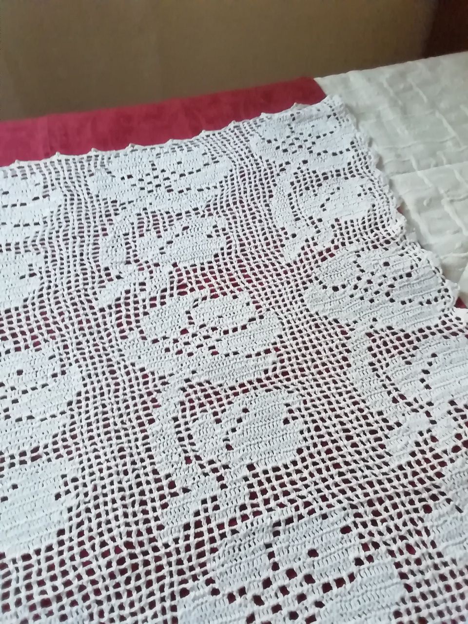 Toalha de crochet, com defeito