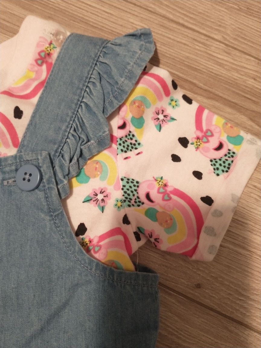 Zestaw t-shirt sukienka świnka Peppa pig nowy bez metki  74cm 6-9m