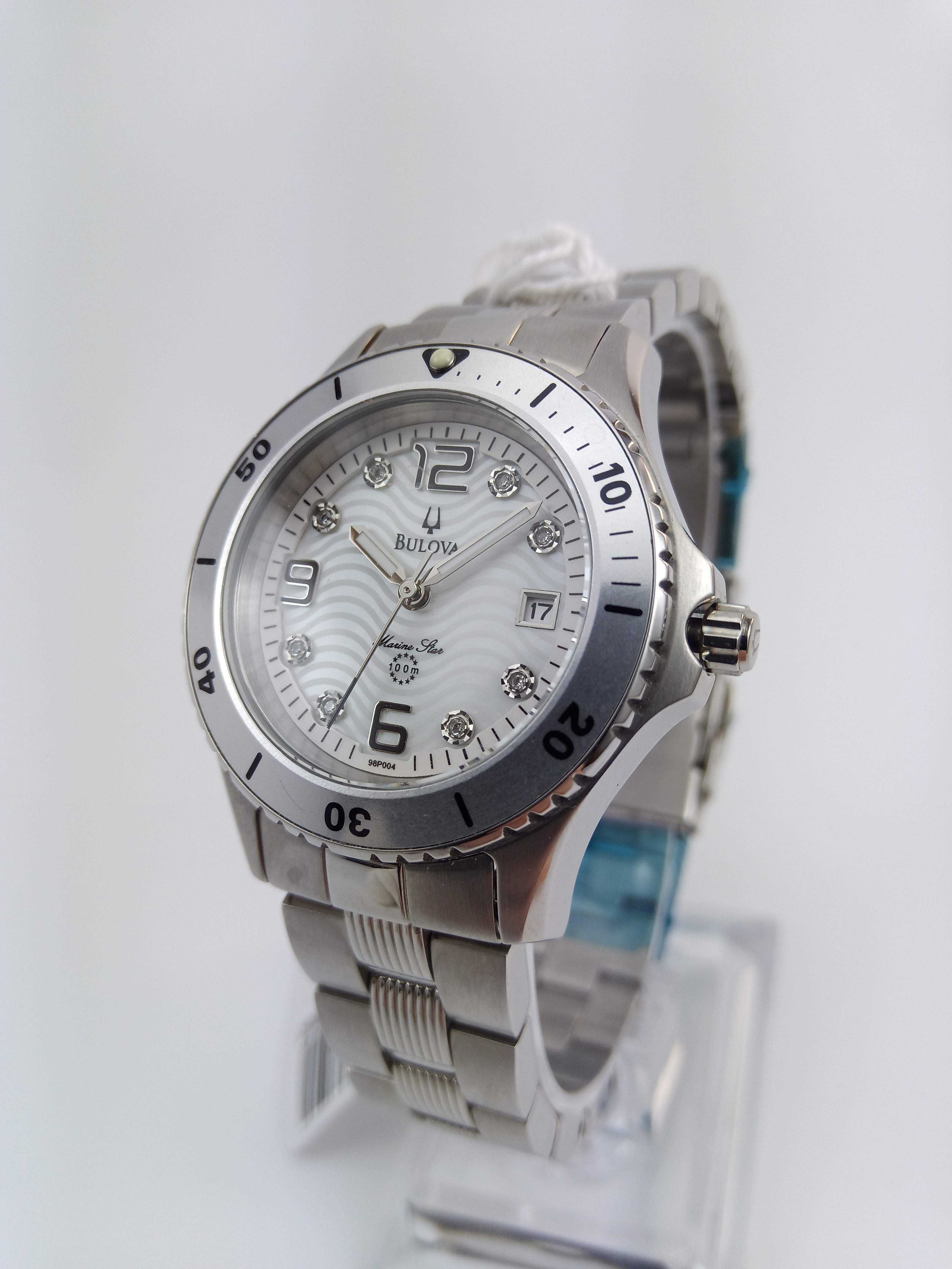Шикарные женские часы с бриллиантами Bulova MARINE STAR 98P004 морские