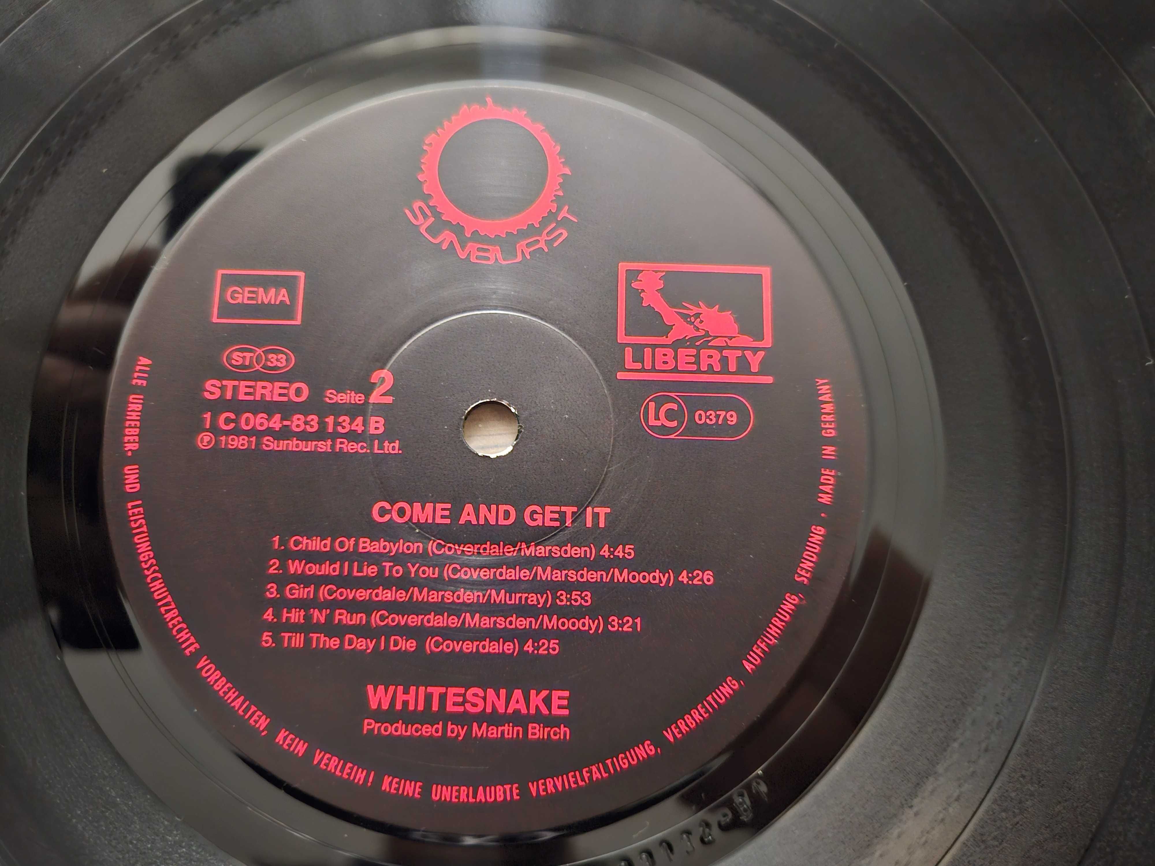 WHITESNAKE Come An' Get It LP 1981 Pierwsze Wydanie Super Stan