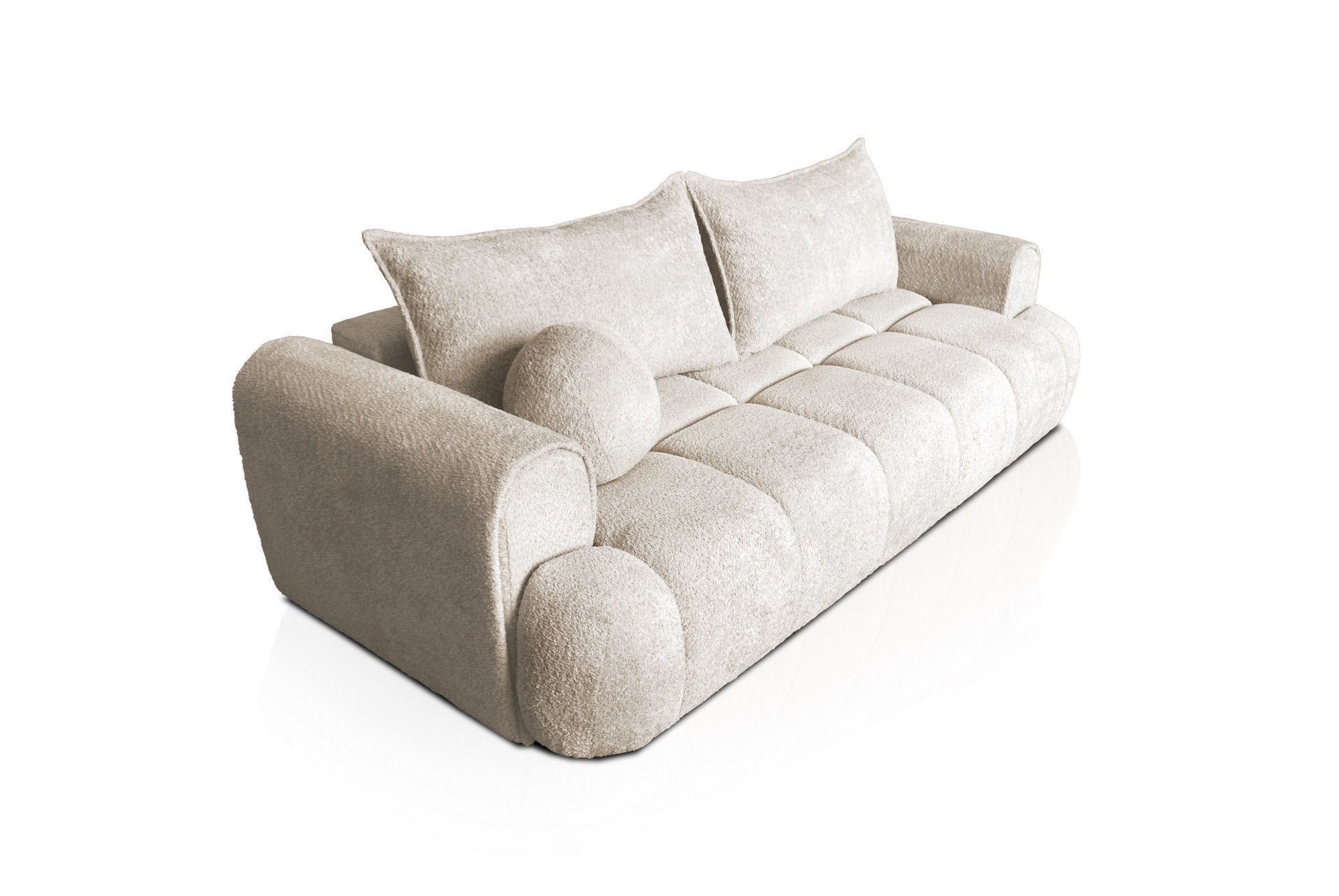 Kanapa sofa PLATINUM BOUCLE z funkcją spania i pojemnik na pościel