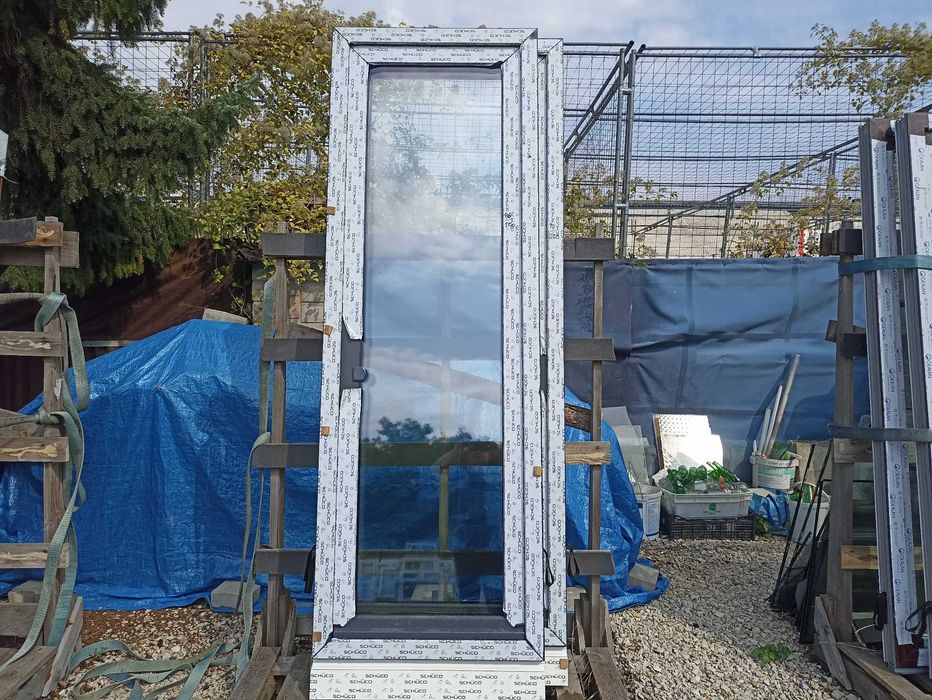 Okno pcv balkonowe 86/250 antracyt trzy szybowe