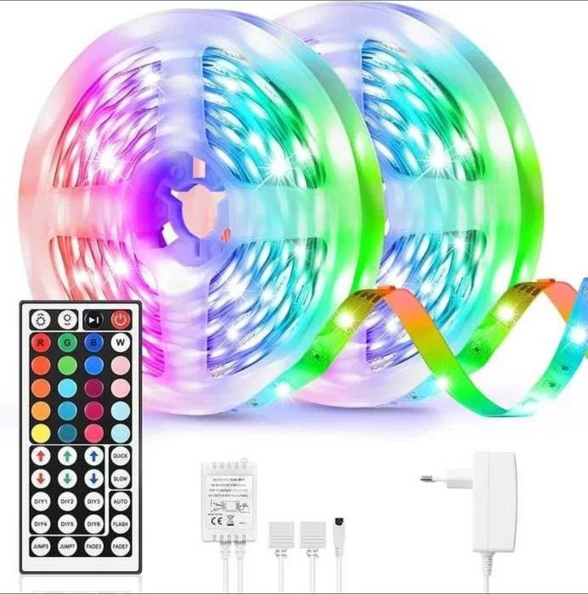 Taśma LED RGB z pilotem zdalnego sterowania, 15 mb ( 2 x po 7,5 mb)