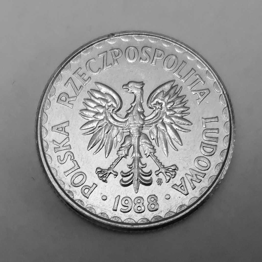 Moneta PRL 1 złoty 1988r.Al.Stan menniczy.