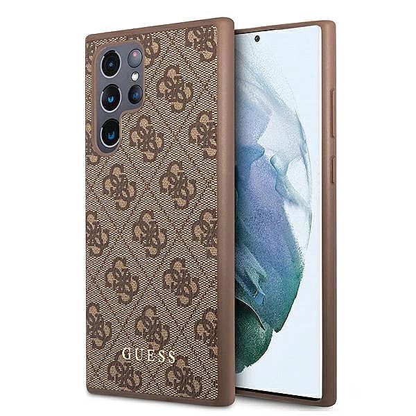 Guess GUHCS22LG4GFBR S22 Ultra S908 brązowy/brown hard case 4G Metal G