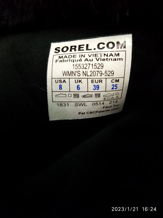 Зимові жіночі термо черевики Sorel Waterproof 39р.