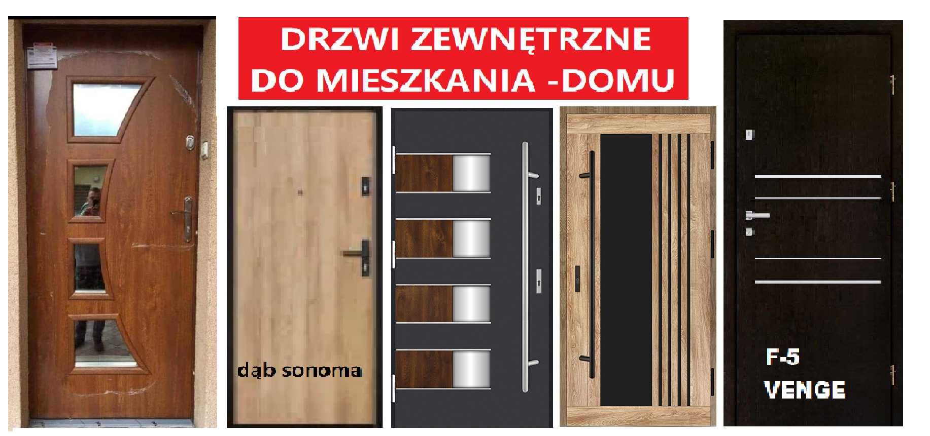 Drzwi ZEWNĘTRZNE WEWNĄTRZKLATKOWE-wejściowe do mieszkania drewniane