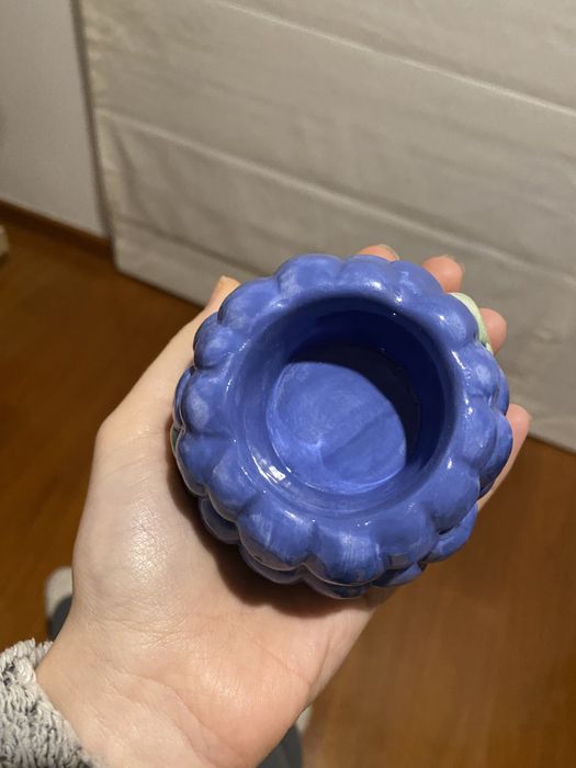 Suporte porta velas mirtilos para vela luminária cerâmica frutas