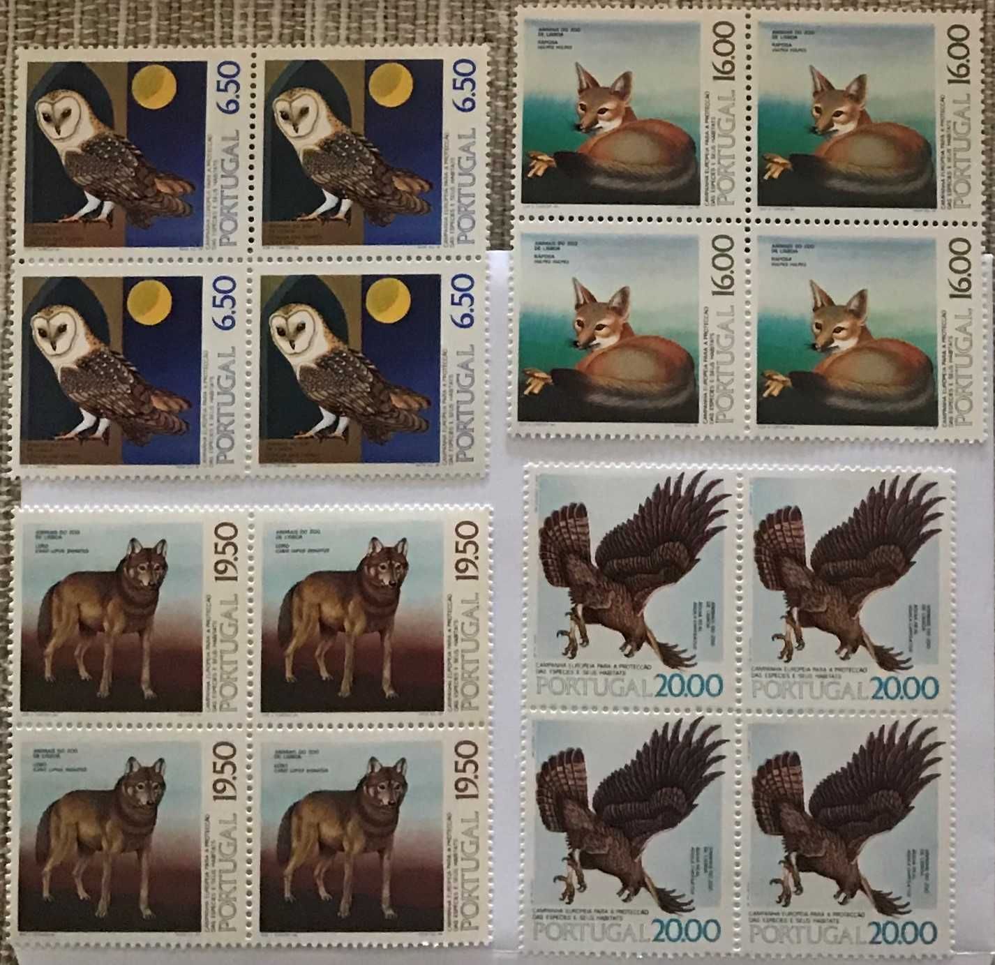 Série de 4 quadras de selos novos - Proteção das Espécies - 1980