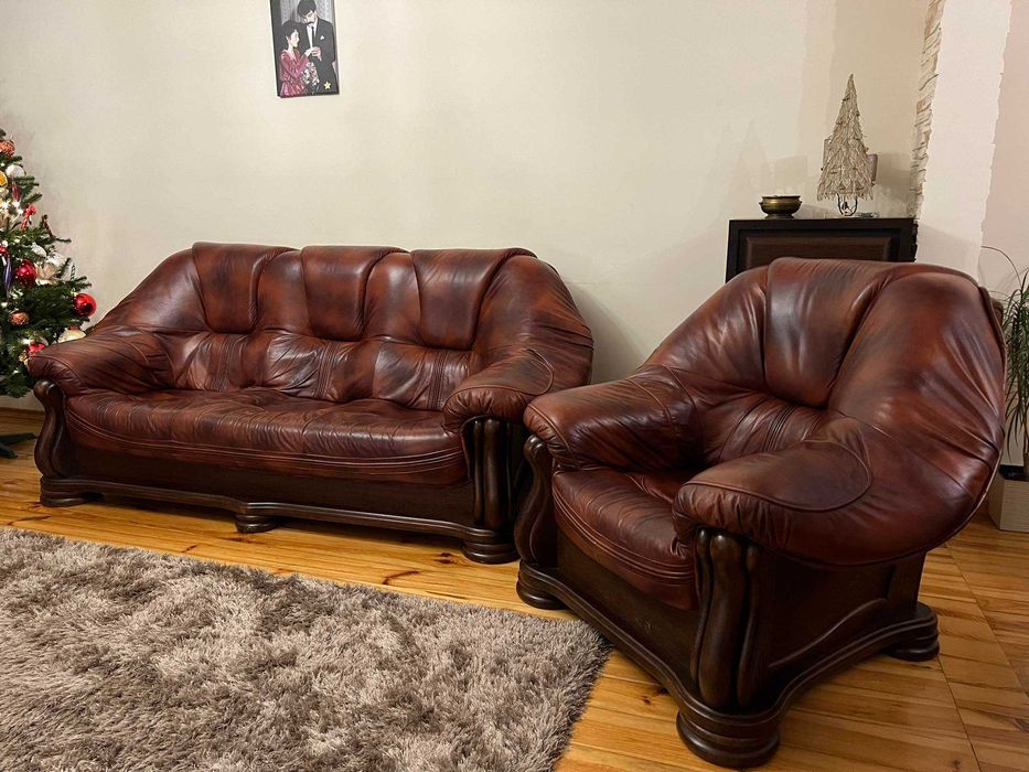 Skórzany komplet wypoczynkowy 3+2+1