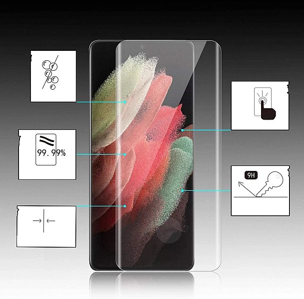 Szkło Hartowane UV + Lampa UV do Samsung Galaxy S21 Ultra / S21 Ultra
