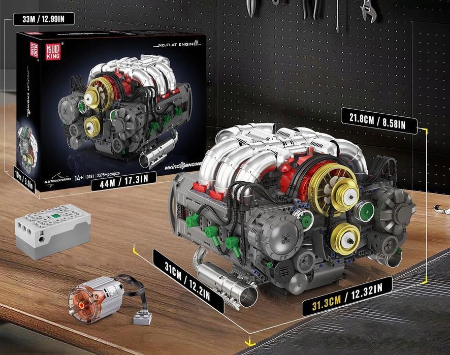 Klocki 2375 el. Flat-six boxer silnik konstrukcja Mould King 10181