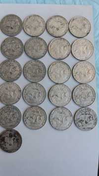 21 moedas prata de 5 escudos, caravelas