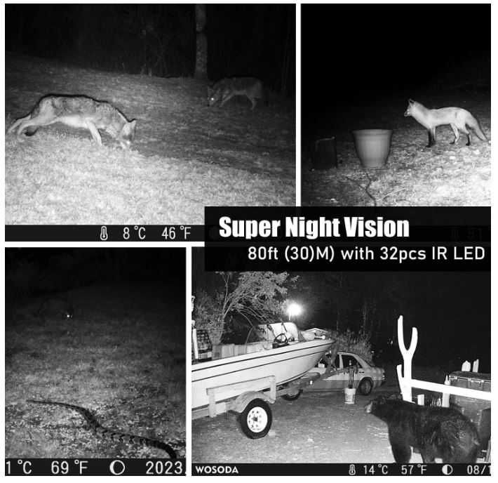 Fotopułapka do dzikiej przyrody WOSODA G300 30MP, wyświetlacz LED