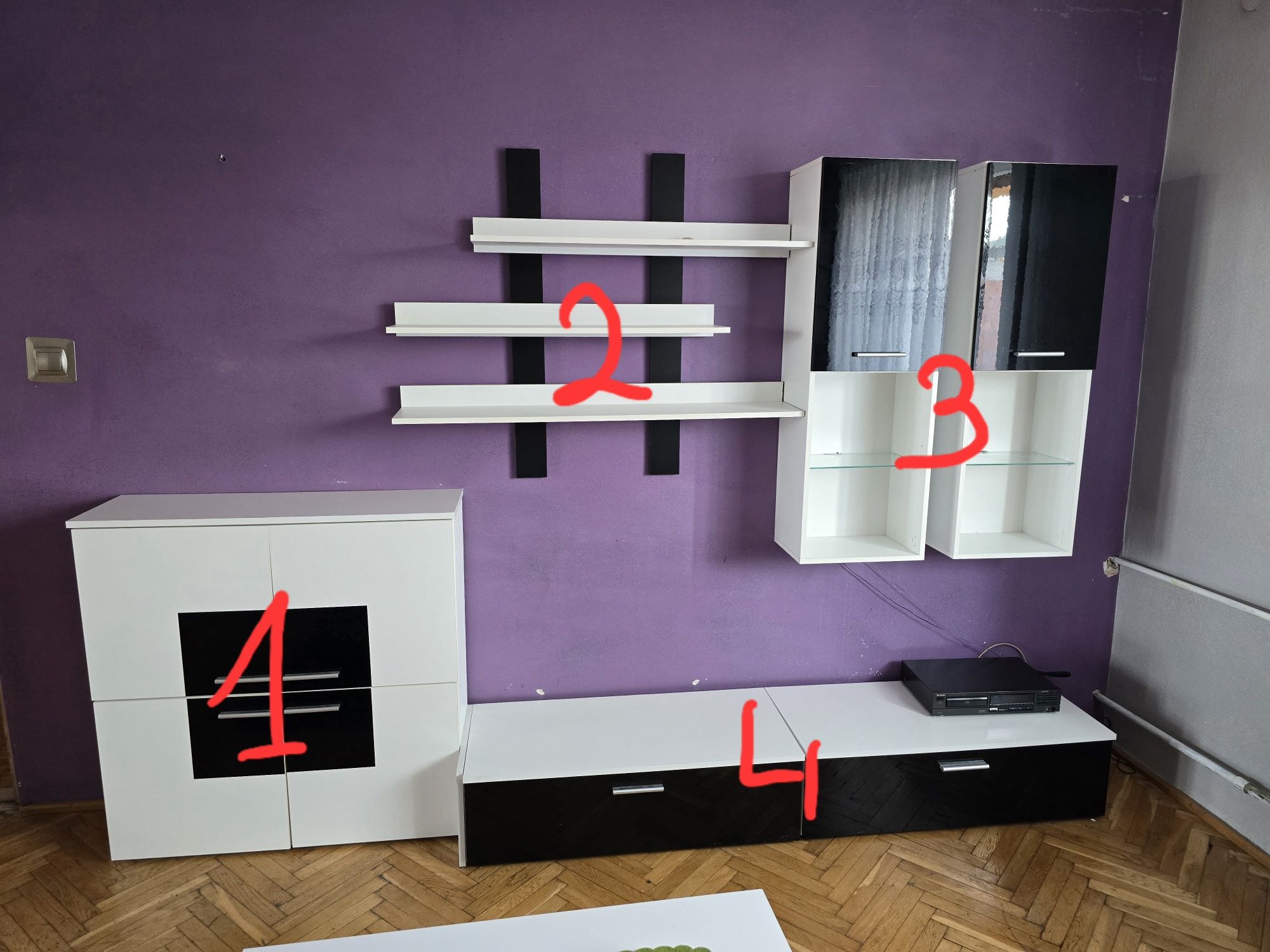 Meble rtv bialo-czarne