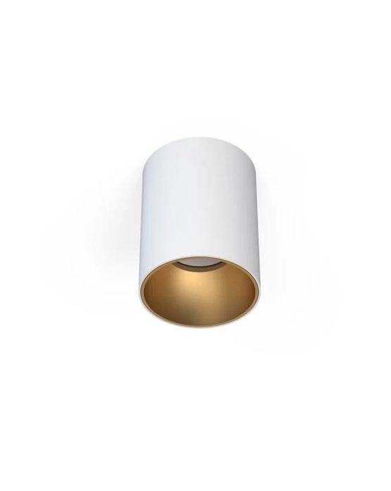 Spot sufitowy designerski tuba EYE TONE GU10 śr. 8,9cm | biały złoty
