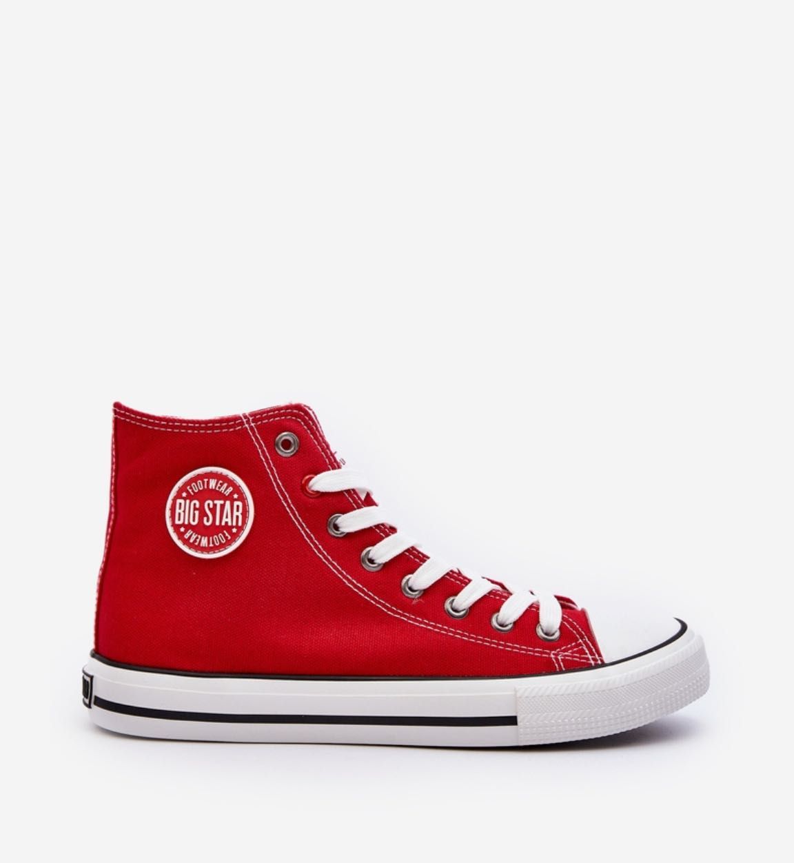 BIG STAR Trampki damskie wysokie czerwone j nowe 39- 24,5 cm wkładka