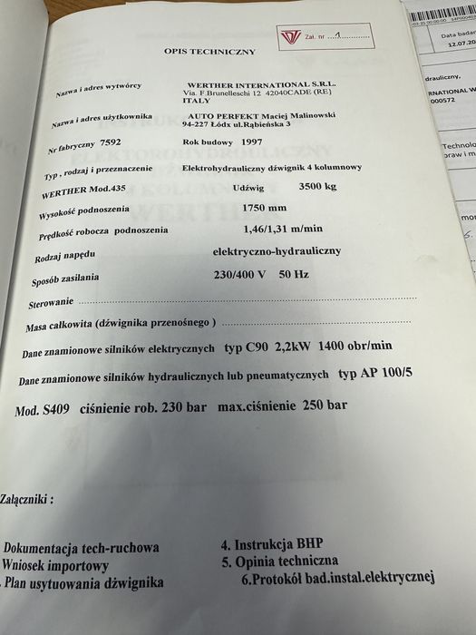 Podnośnik czterokolumnowy