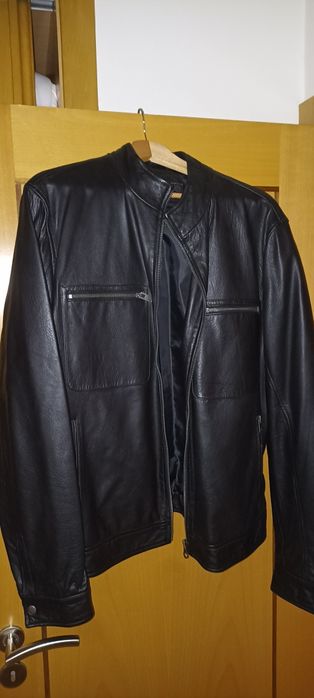 Casaco preto de cabedal XL