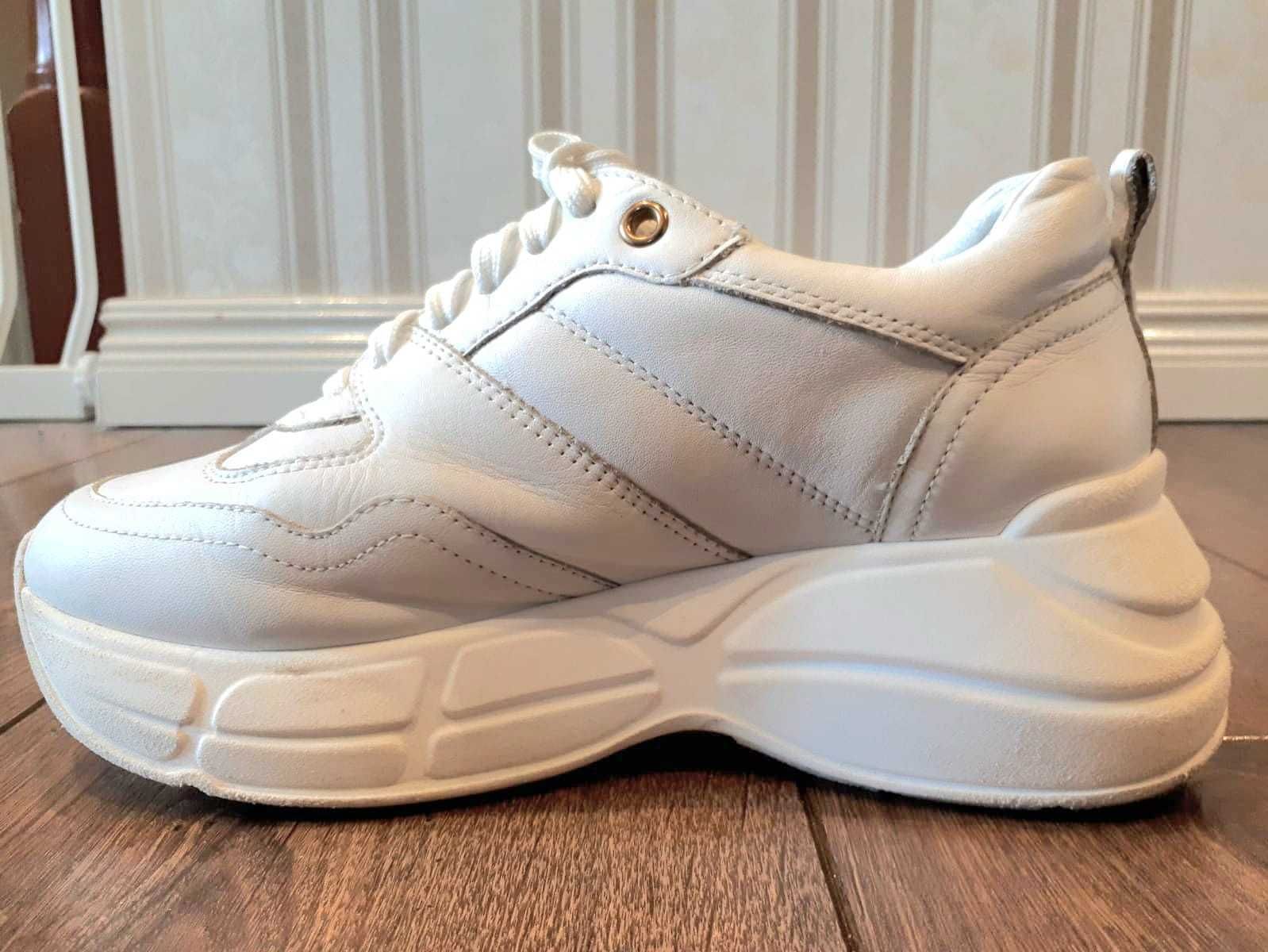 Sneakersy skórzane buty sportowe adidasy białe 38 BADURA