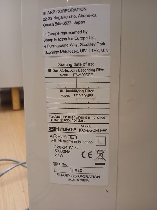 Oczyszczacz +nawilżacz powietrza sharp