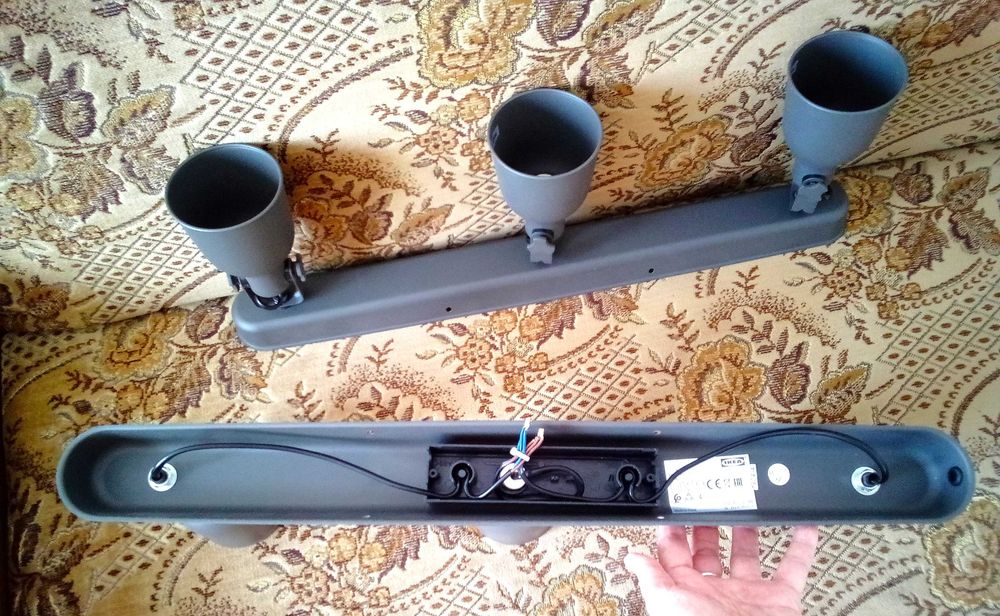 IKEA Hektar lampa sufitowa 3 reflektorowa szara