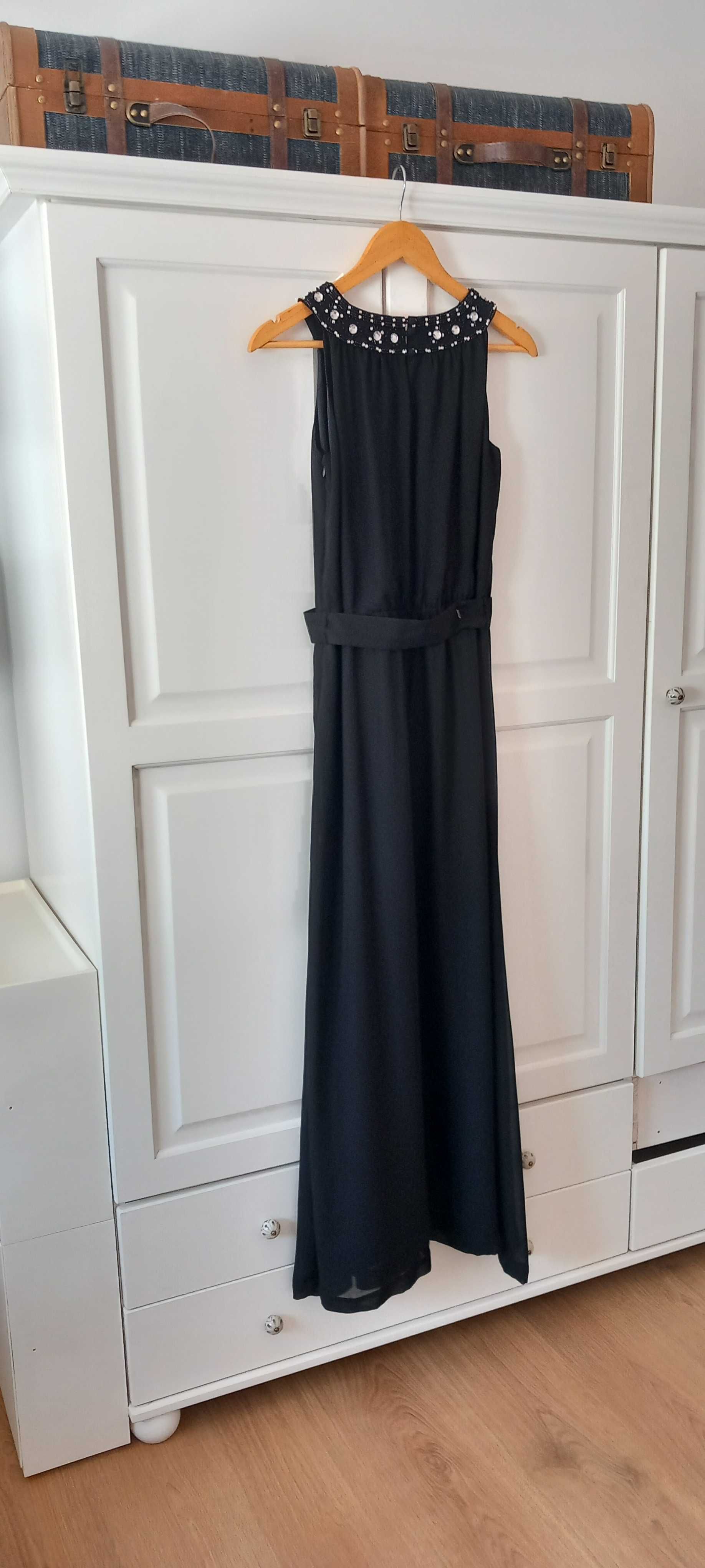 Vestido maxi com pedraria e missangas + cinto como novo Lanidor
