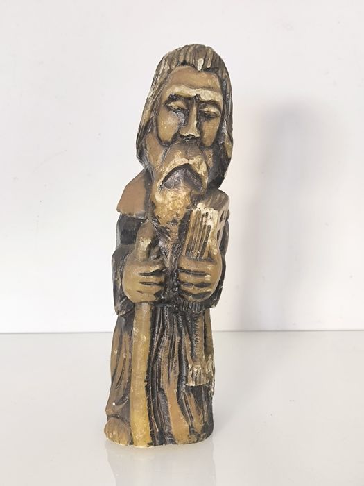 Rzeźba ludowa sygnowana PRL Świeca wosk