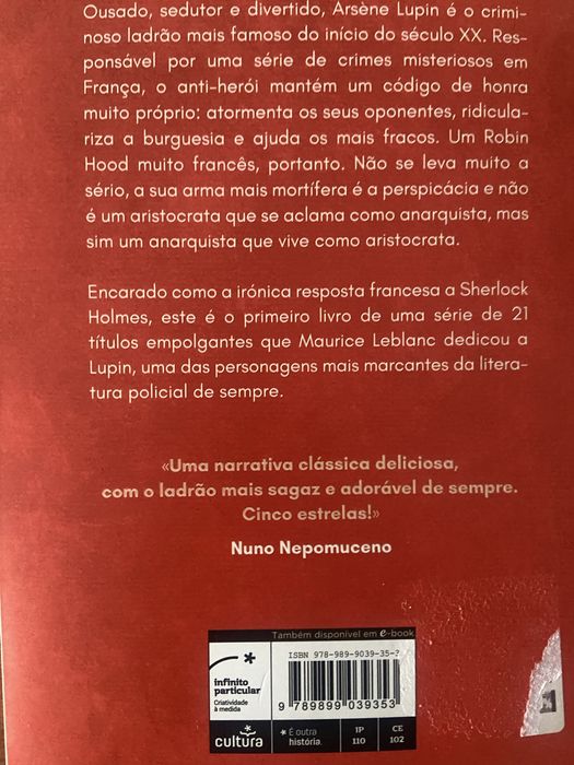 Livro Arsène Lupin — Cavalheiro Ladrão de Maurice Leblanc