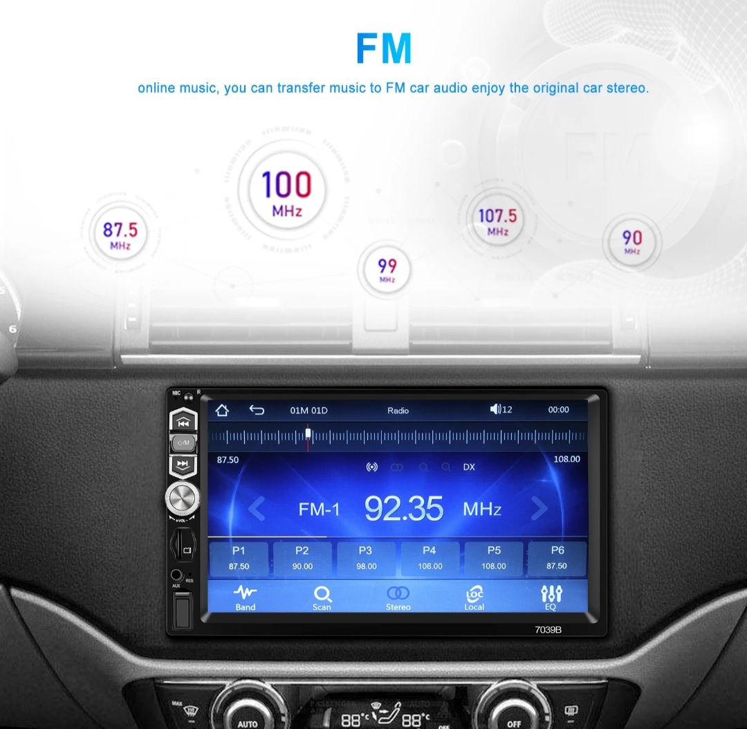 Radio carplay carandroid Bluetooth 1din 7caliHD
