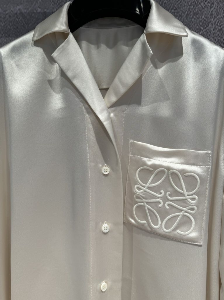 LOEWE® Luksusowa koszula jedwabna jedwab koszulka markowa bluzka bluza