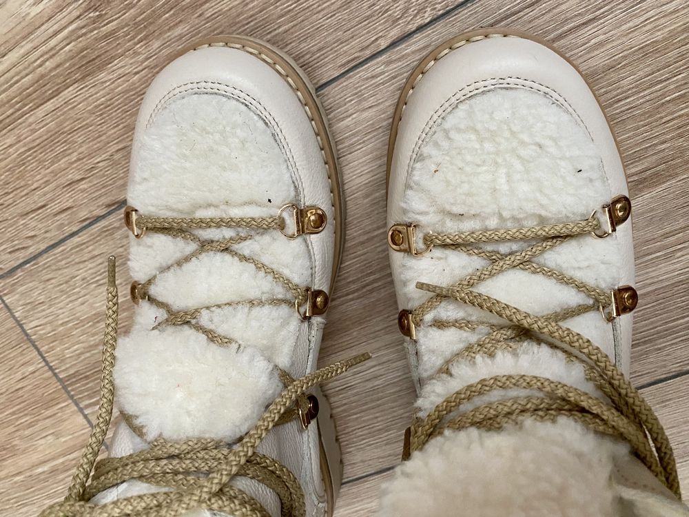 Bezowe botki sniegowce nowe 37 skora naturalna polskie buty