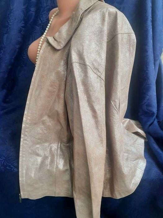 Chico's 100% натуральная кожа куртка рубашка фольга с напылением