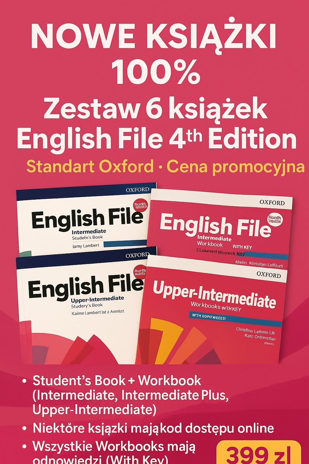 NOWE! Zestaw 6 książek English File 4th Edition – Oxford