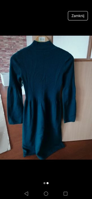 Sukienka wełna kaszmir szmaragdowa morska xs