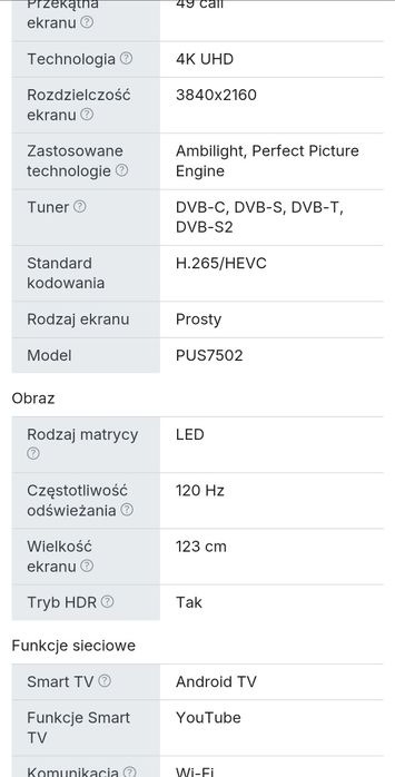 SmartTV Philips 49 cali stan BDB