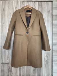 Karmelowy płaszcz zimow,, wełna, Zara, rozmiar XS/34