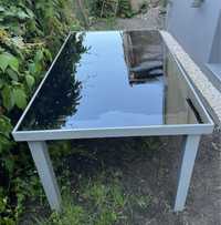 Stół aluminiowy szklany czarny blat
