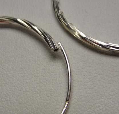 Srebrne kolczyki diamentowane koła 3,5 cm. 1,8 mm.