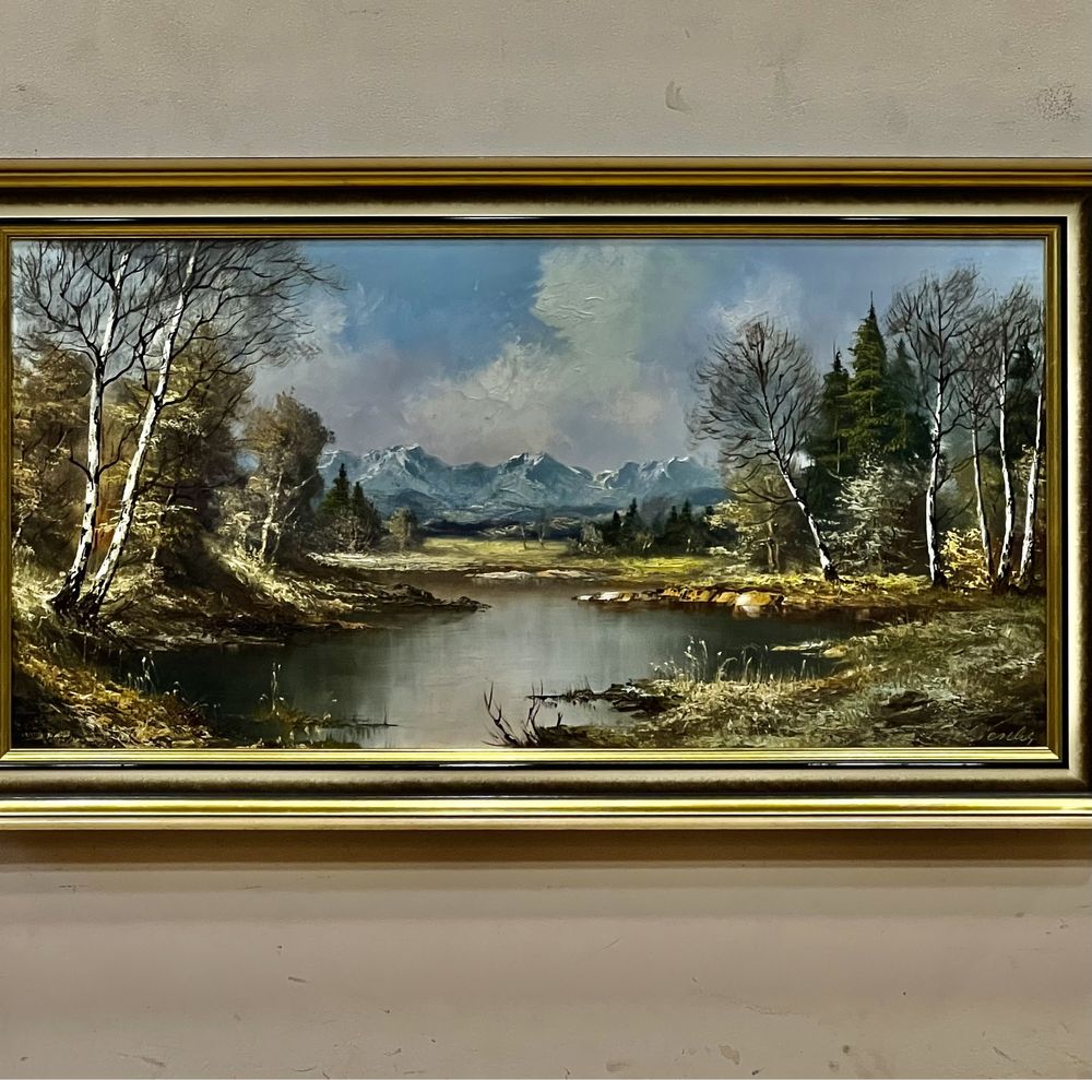 Картина «Горный пейзаж с озером «Германия ХХ век