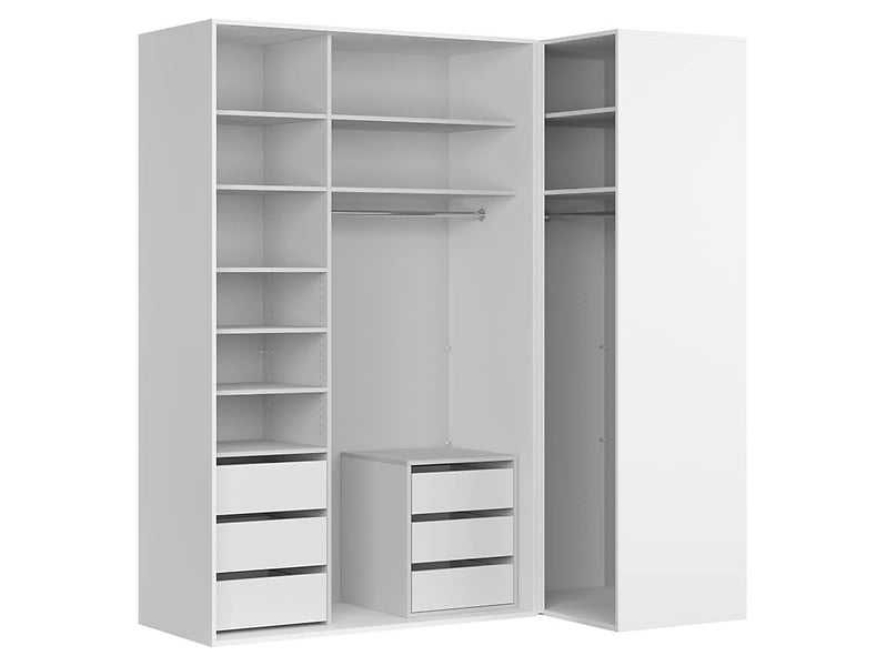 Szafa modułowa Flex 220x116 cm narożna z lustrem biały połysk STAN BDB
