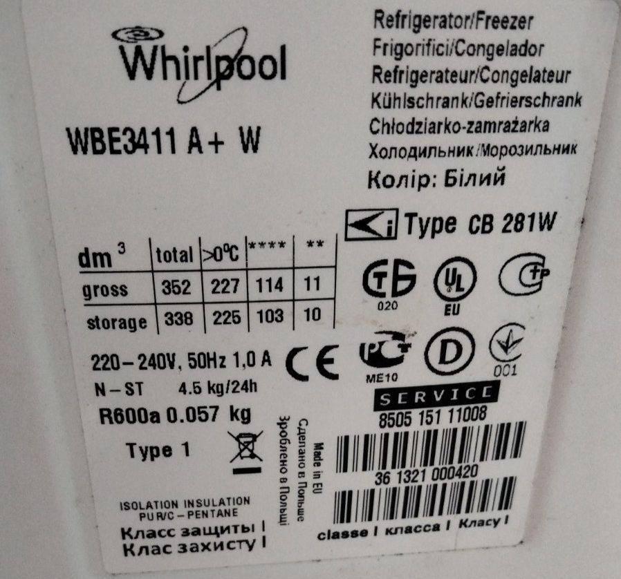 Whirpool WBE3411 A+